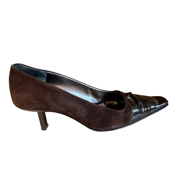 Bruno Magli Shoes - Bruno Magli Classic Brown Suede and Black Leather Kitten Heels 9